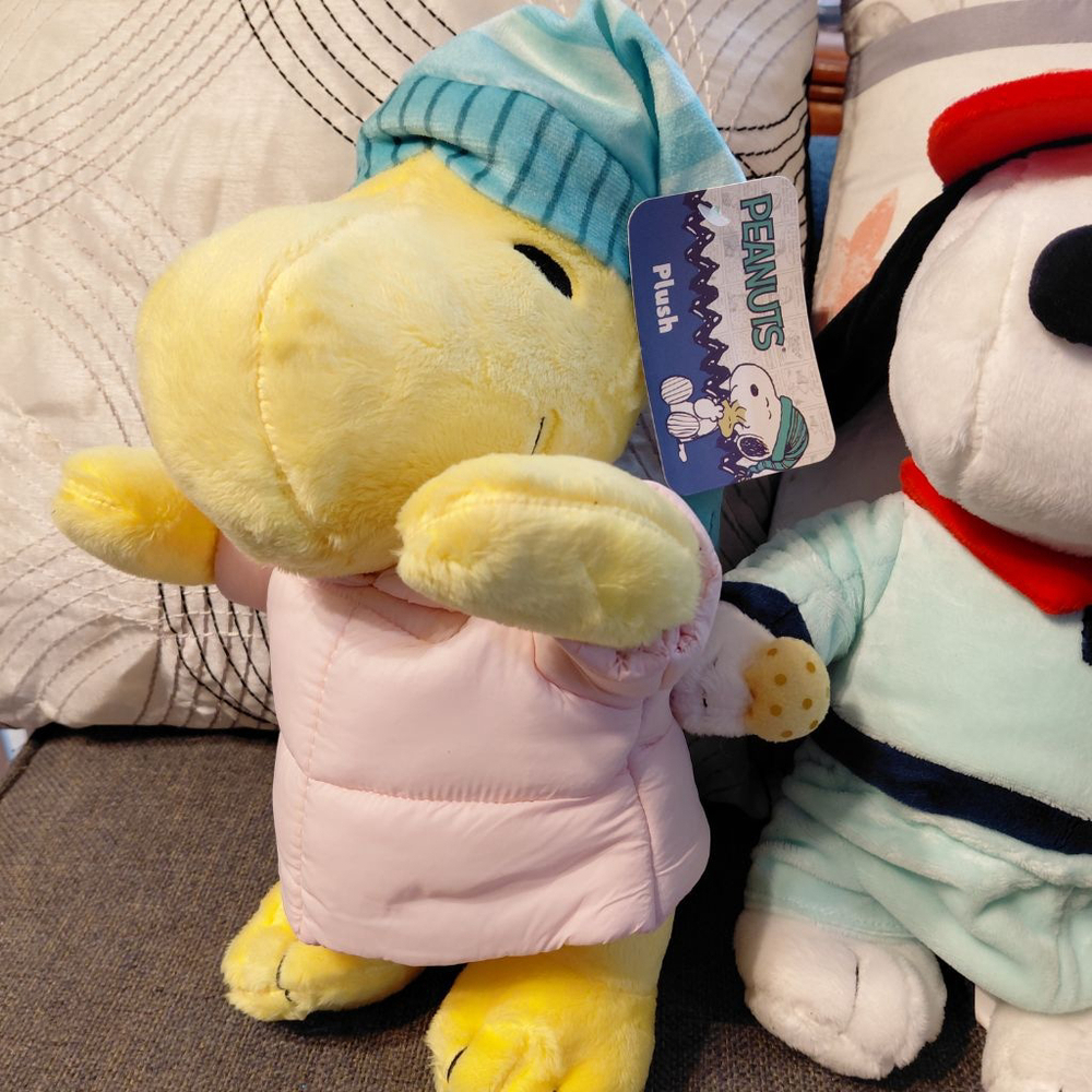 Kids Peanuts Snoopy Woodstock Stuffed Animals One Size White Yellow Plush Set - Picture 2 of 3
